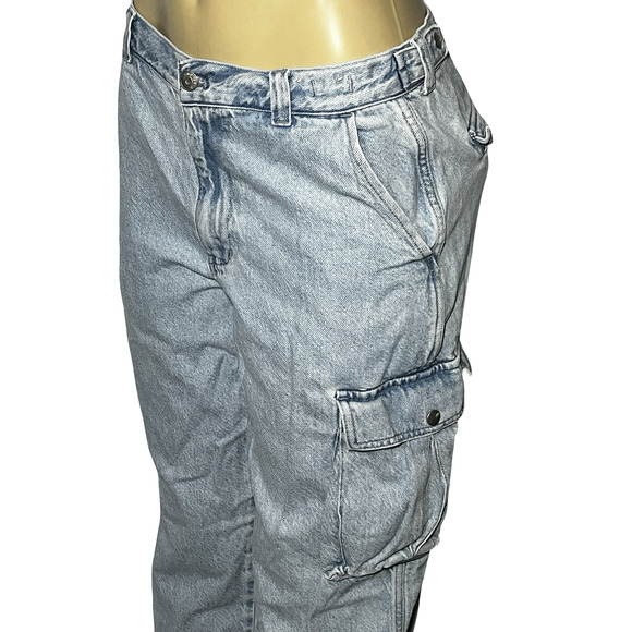 Madewell Jeans Womens 29 Light Wash Blue Low-Slung Cargo Denim Tapered Leg - Picture 2 of 14